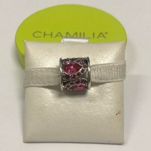NEW- October Birthstone Chamilia bead in Mosaic Pink Swarovski Crystals